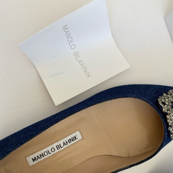 Manolo Blahnik Hangisi Denim Ballerina Flat - Picture 10 of 13
